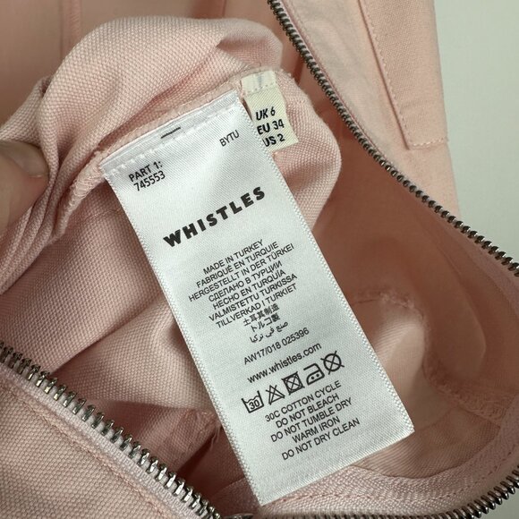 Whistles Alex Zip Front Tie Waist Sleeveless Jumpsuit Pale Pink Size 2 - Picture 10 of 12
